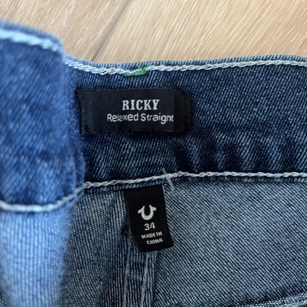 True Religion Ricky Relaxed Straight Jeans Size 34 X 34 NWT Flap‎ Pockets